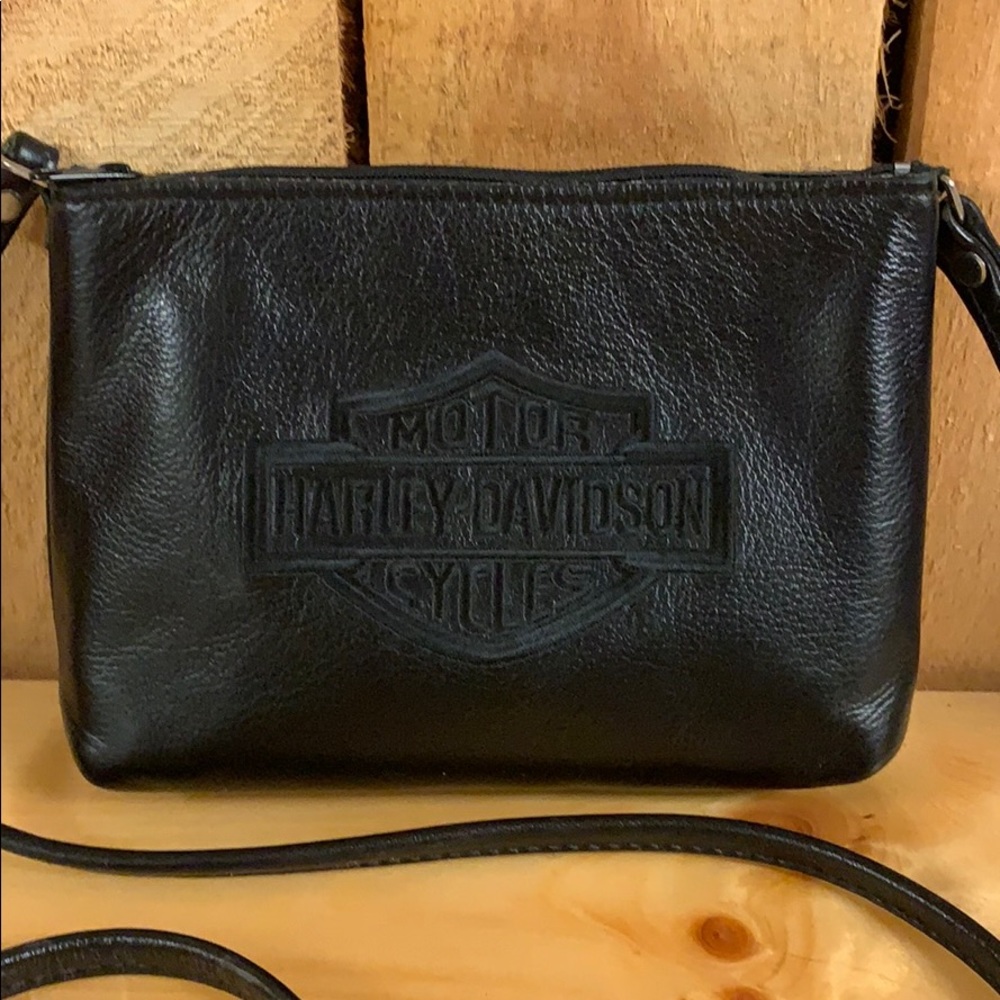 Harley Davidson Black Leather Crossbody Purse